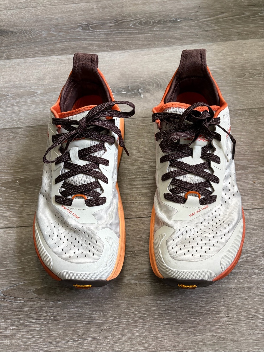 Altra Men's Running Shoes in White, Orange and Brown Olympus 6